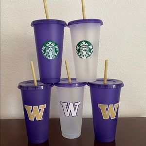 New! Set of five University of Washington UW cold cups
